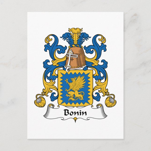 Carte Postale Bonin Family Crest (Devant)