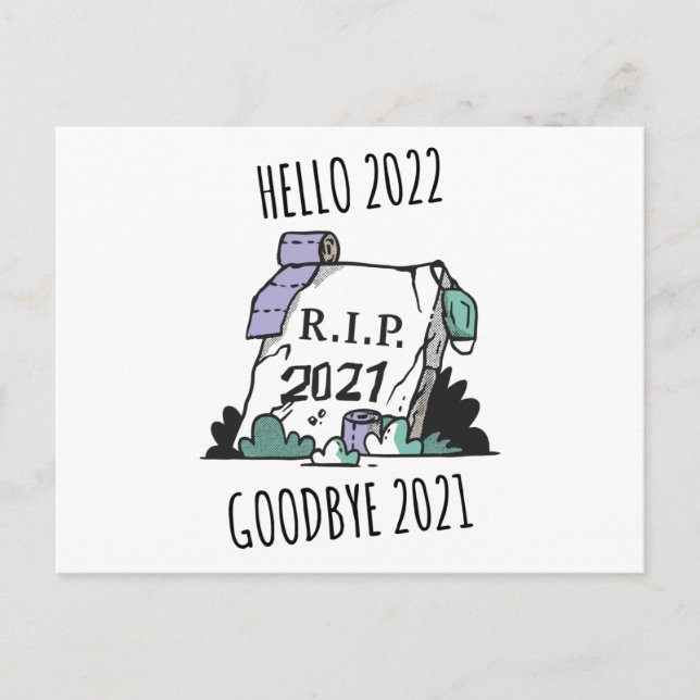 Carte Postale Bonjour 2022 Adieu 2021 Repos in Peace 2022 (Devant)