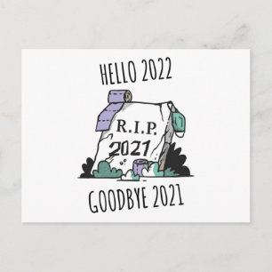 Carte Postale Bonjour 2022 Au revoir 2021 Repose en paix 2022