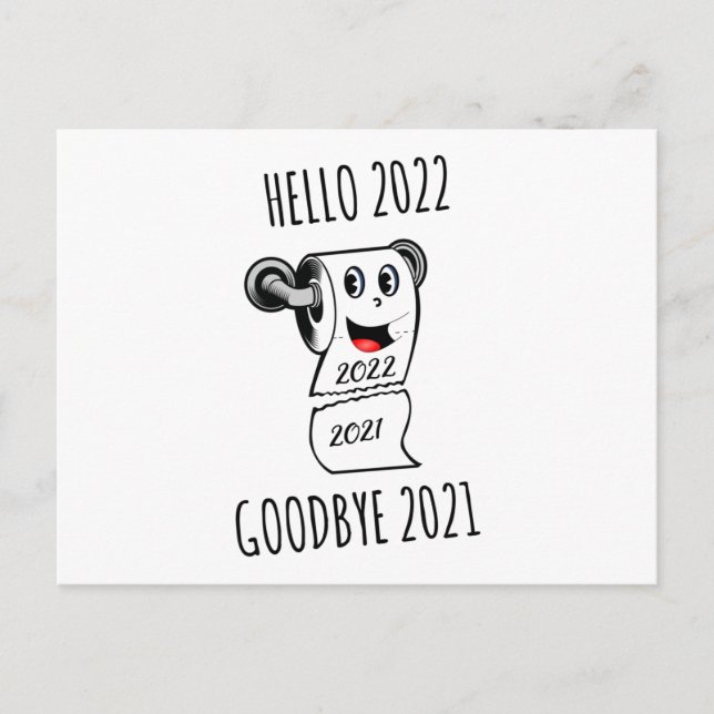 Carte Postale Bonjour 2022 Goodbye 2021 papier toilette (Devant)