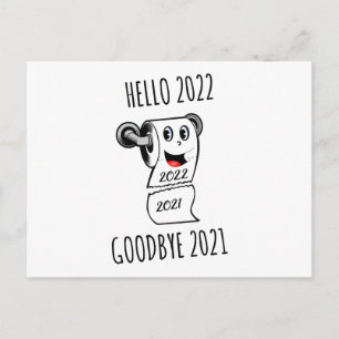 Carte Postale Bonjour 2022 Goodbye 2021 papier toilette
