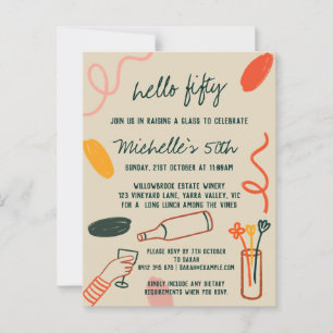 Carte Postale Bonjour 50 Fifty 50ème déjeuner d'anniversaire de 