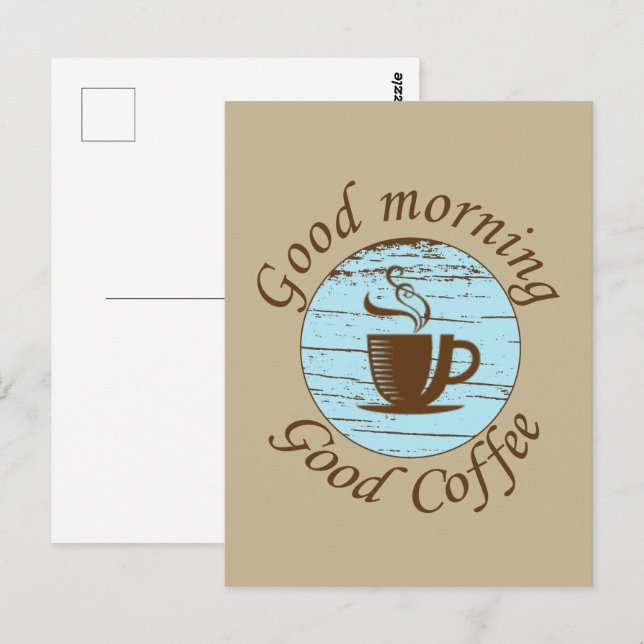 Carte Postale Bonjour amusant buveur de café citations (Devant / Derrière)