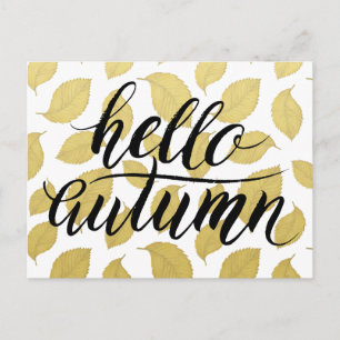 Carte Postale Bonjour automne - Gold automne Feuilles Postcard