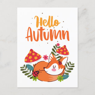 Carte Postale Bonjour Automne Renard Mignon Automne Saison D'aut