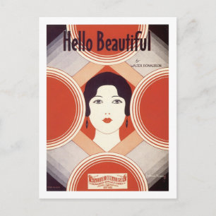 Carte Postale Bonjour Belle couverture Vintage Songbook