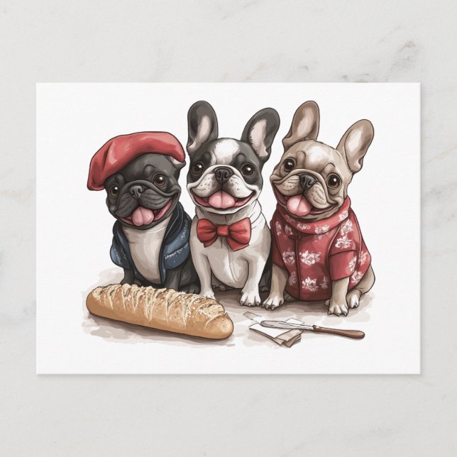 Carte Postale Bonjour Bouledogues Français (Devant)