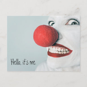 Carte Postale Bonjour, c'est moi, visage de clown drôle