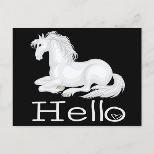 Carte Postale Bonjour Cheval Blanc Équestre Poney Pensée Pour Vo