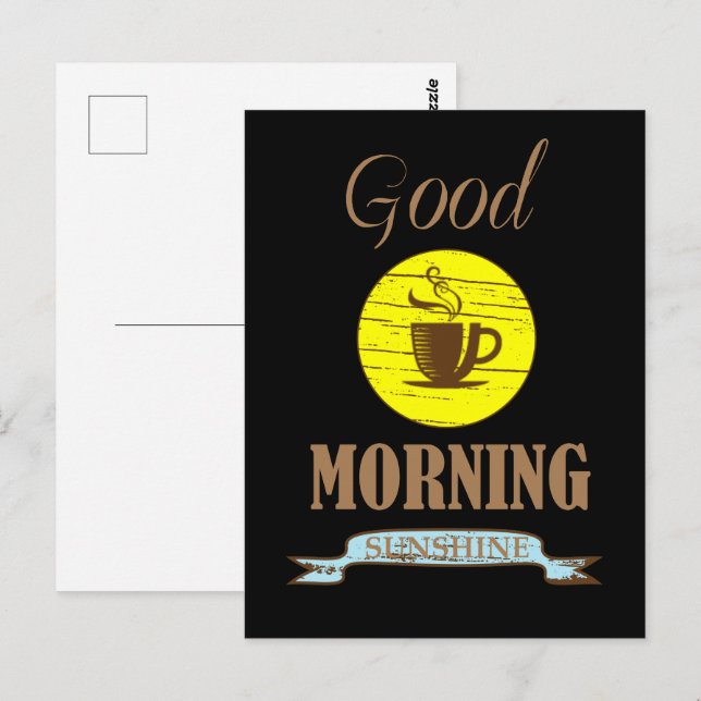 Carte Postale Bonjour citations drôles pour buveurs de café (Devant / Derrière)