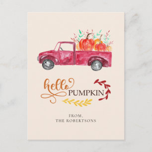 Carte Postale Bonjour Citrouille Red Pickup Camion Automne Autom
