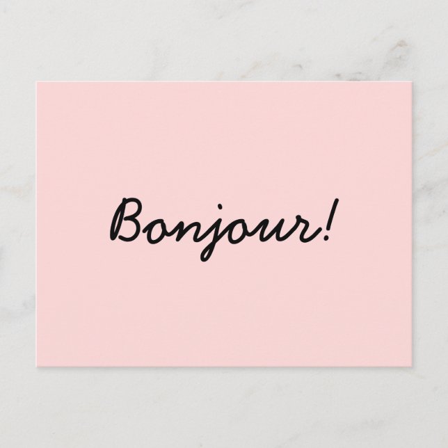 Carte Postale Bonjour Cream Ivory Design de Script Moderne (Devant)
