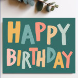 Carte Postale BONJOUR D'ANNIVERSAIRE Colorful Pastel Handletteri<br><div class="desc">Découvrez cet art sucré et coloré,  fait à la main par moi pour vous ! N'hésitez pas à ajouter votre propre texte ou à modifier les couleurs. Visitez mon magasin pour plus de détails !</div>