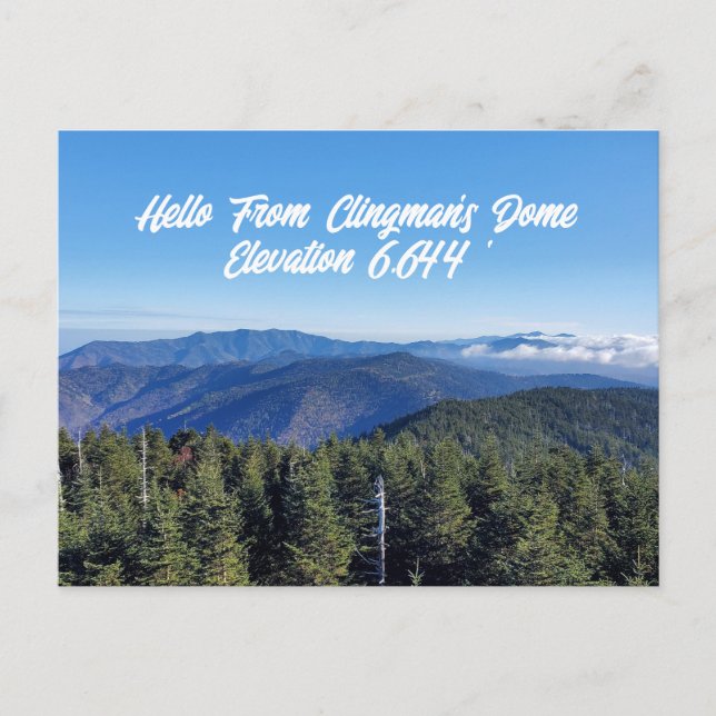 Carte Postale Bonjour de Clingman Dome Great Smoky Mountains (Devant)