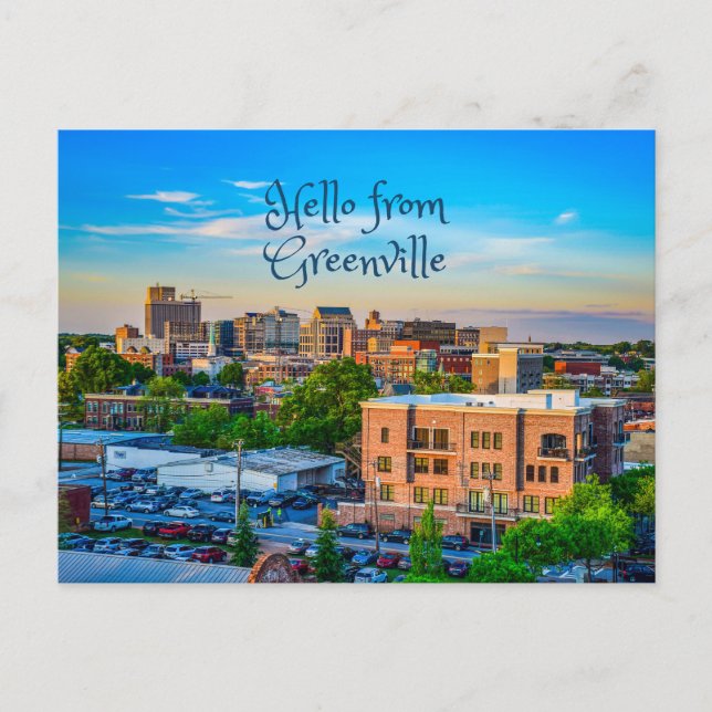 Carte Postale Bonjour de Greenville, Caroline du Sud, Centre-vil (Devant)