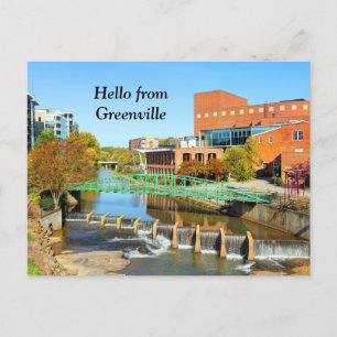 Carte Postale Bonjour de Greenville, Caroline du Sud Reedy River
