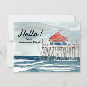 Carte Postale Bonjour de Huntington Beach Pier Ocean Waves