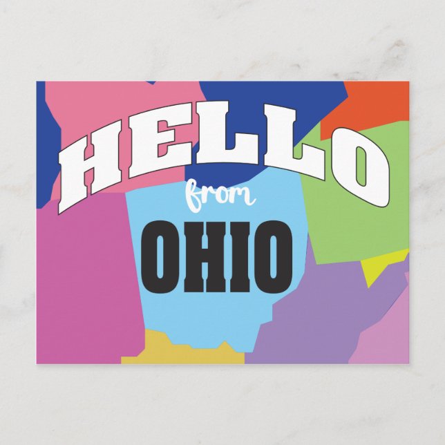 Carte Postale Bonjour de l'Ohio plan plan de l'état (Devant)