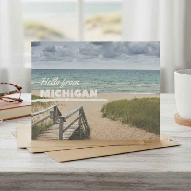 Carte Postale Bonjour De Michigan Beach Vibes (Scenic views for your most heartfelt notes.)