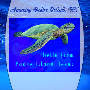 Carte Postale Bonjour de Padre Island TX Ocean Blue Sea Turtle