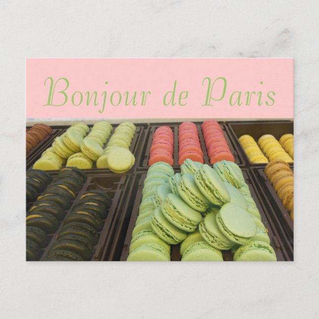 Carte Postale Bonjour de Paris Célèbres Macroons Français (Devant)