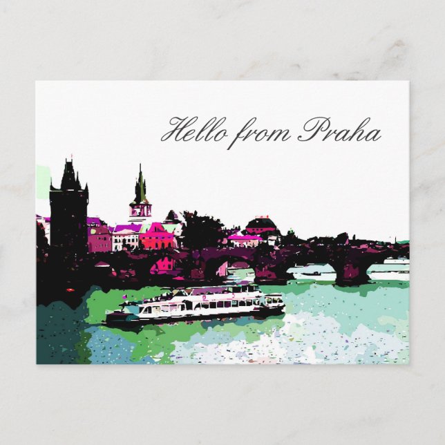 Carte Postale Bonjour de Praha txt (Devant)