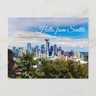 Carte Postale Bonjour de Seattle, Washington. Vue du centre-vill