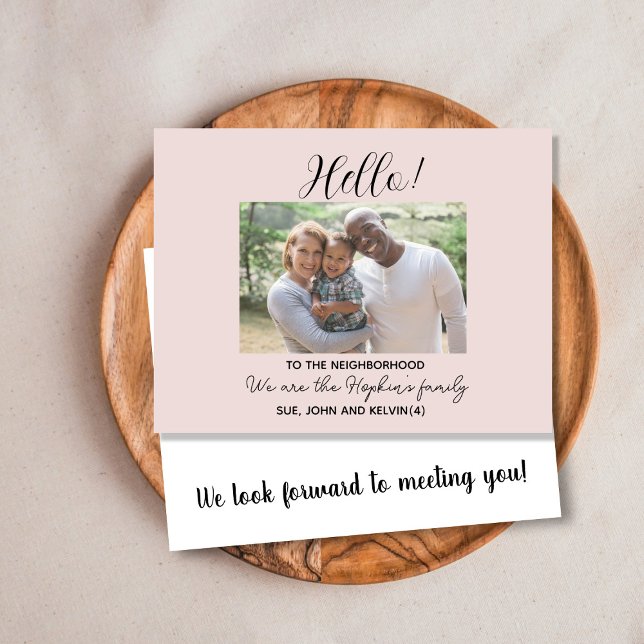 Carte Postale Bonjour, Editable Nous sommes nouveaux à la photo  (Créateur téléchargé)