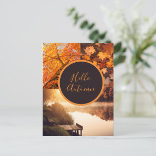 Carte Postale Bonjour feuilles d'automne arbres lac photo Action