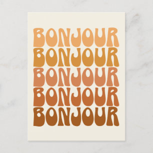 Carte Postale Bonjour   Français Bonjour en Typographie Super Br