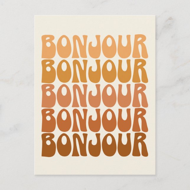 Carte Postale Bonjour | Français Bonjour en Typographie Super Br (Devant)