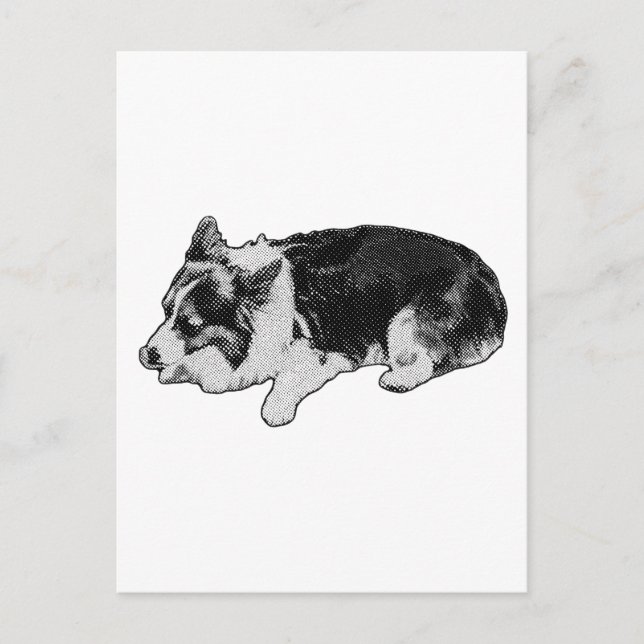 Carte Postale bonjour grain de neige, corgi (Devant)