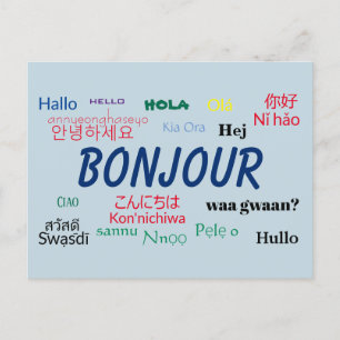 Carte Postale Bonjour Langues World Travel Colorée