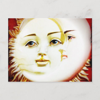 Carte Postale Bonjour, Lune. Bonjour, Sun.