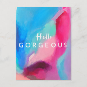 Carte Postale Bonjour Magnifique Abstrait Moderne Pastel Migno