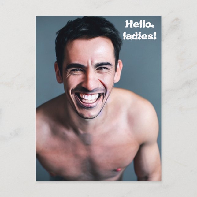 Carte Postale "Bonjour, Mesdames" le mec (Devant)