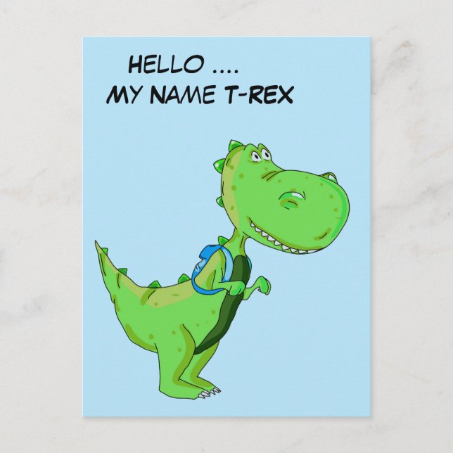 Carte Postale Bonjour mon nom TRex (Devant)