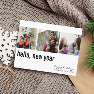 Carte Postale Bonjour Nouvel An Typographie Simple Trois Photo