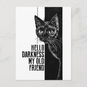 Carte Postale Bonjour obscurité mon vieil ami Black Cat Sketch V