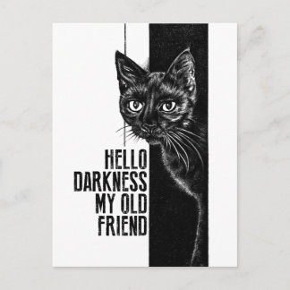 Carte Postale Bonjour obscurité mon vieil ami Black Cat Sketch V