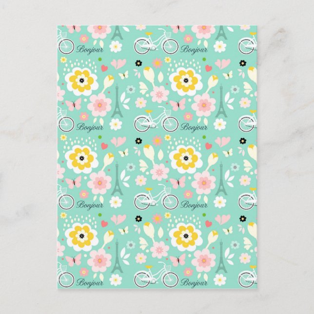 Carte Postale Bonjour Paris Tour Eiffel (Devant)