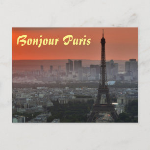 Carte Postale Bonjour Paris Tour Eiffel Art européen