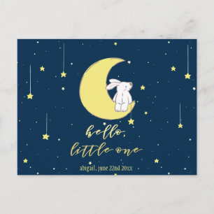 Carte Postale Bonjour Petit Un ! Mignonne lapin sur la Lune Nouv
