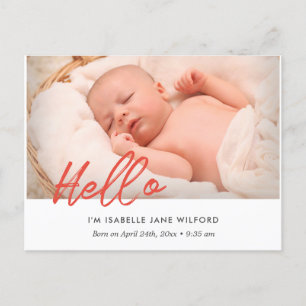 Carte Postale Bonjour - Photo faire-part de naissance moderne