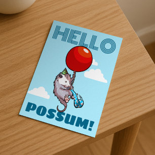 Carte Postale Bonjour Possum ! Ballon rouge Opossum de la partie