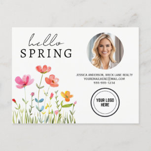 Carte Postale Bonjour Printemps Floral immobilier promotion