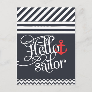 Carte Postale Bonjour Sailor ! Retro Vintage fille Nautique