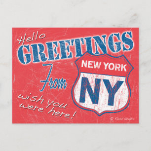 Carte Postale "Bonjour, salutations de New York", NY Retro