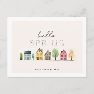 Carte Postale Bonjour Spring Watercolor Maisons Immobilier