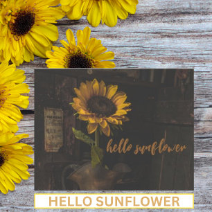 Carte Postale Bonjour Sunflower Vintage
